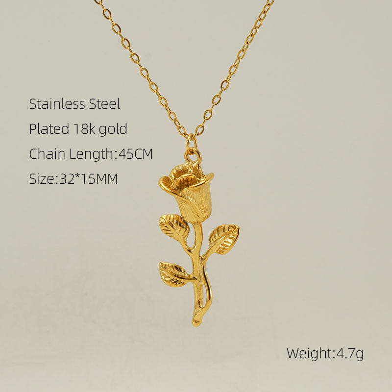 Wholesale Personalized Rose Titanium Steel Clavicle Necklace